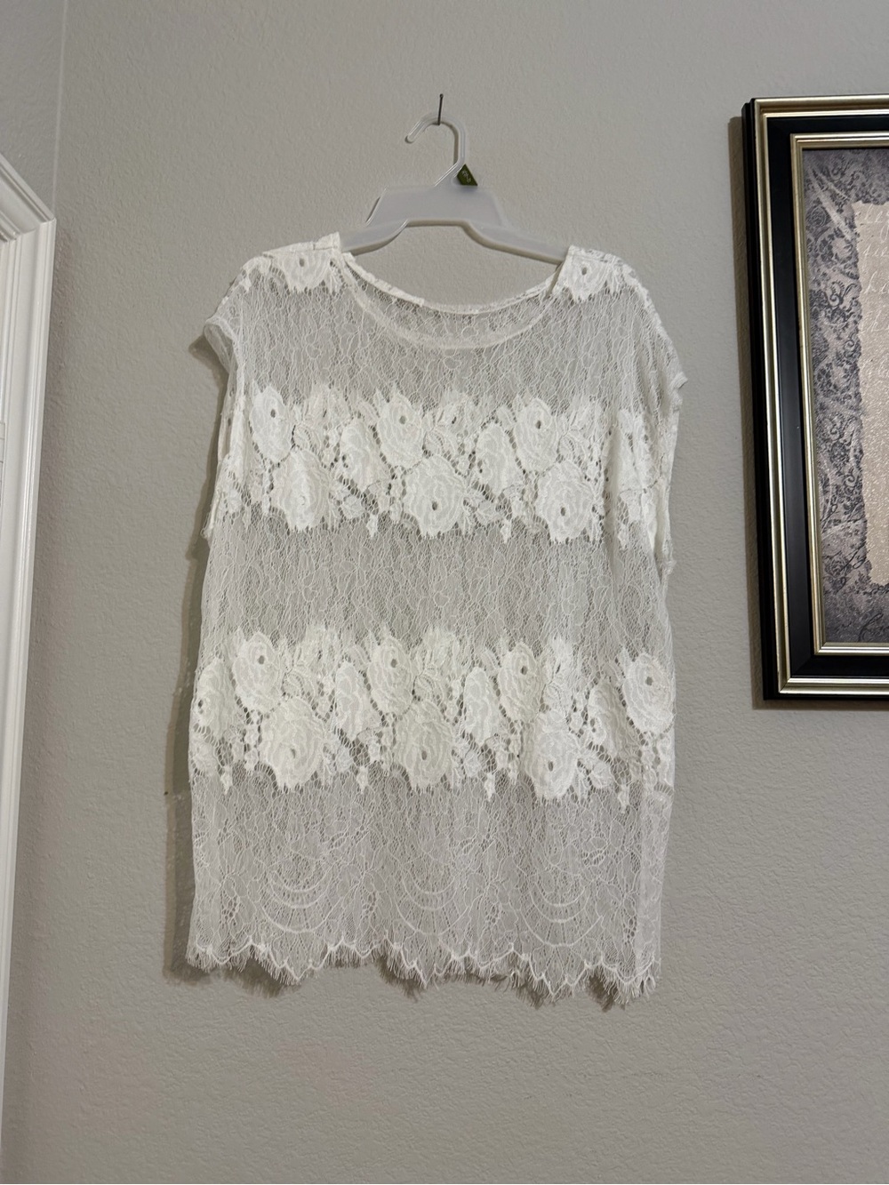 White Floral Lace Sheer Top